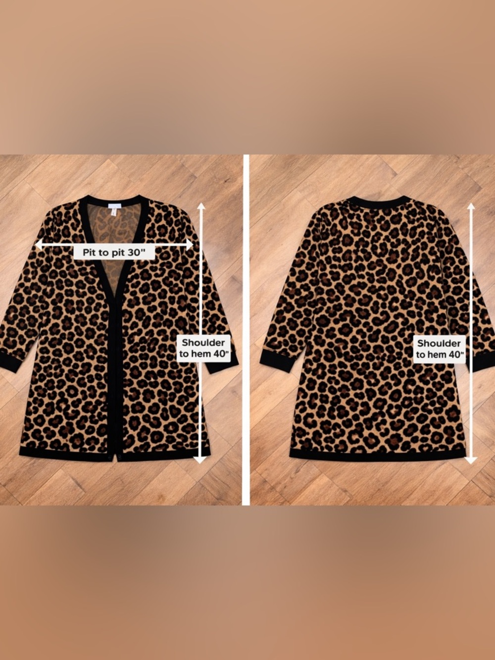 Woman Within Leopard Print Open-Front Cardigan - Black & Tan size 3X NWOT - Picture 3 of 5